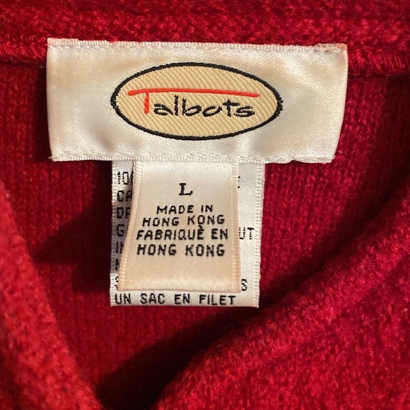 Talbots 100%  Wool Button Front Sweater Coat  large - red - Picture 2 of 4